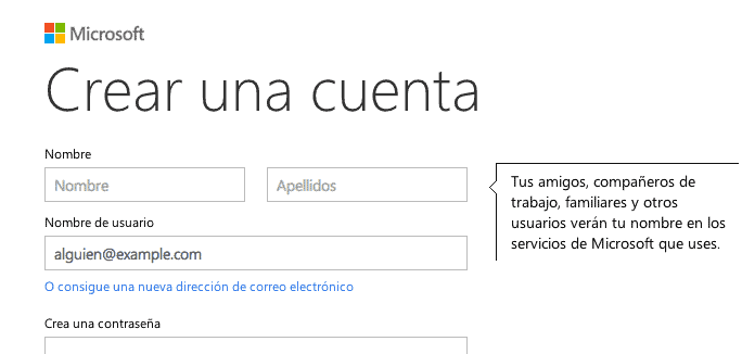 crear una cuenta nueva en hotmail